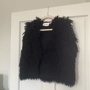 Arissa Black Vintage Shaggy Vest